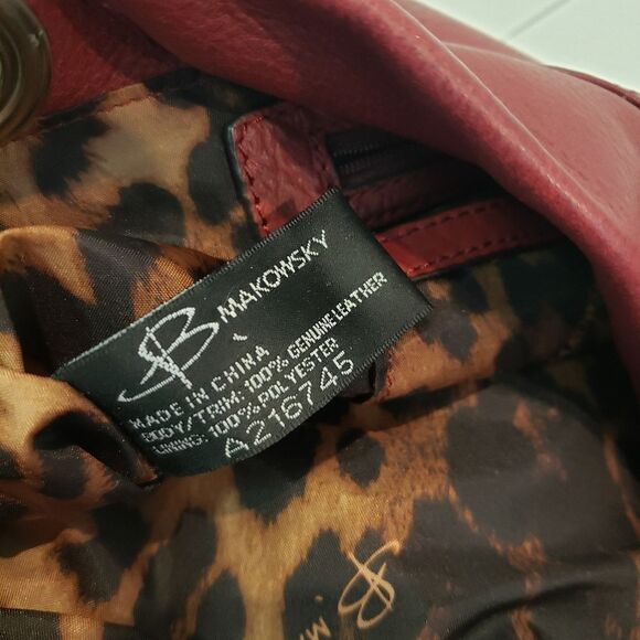B Makowsky Red Soft Leather Bag - Picture 5 of 8